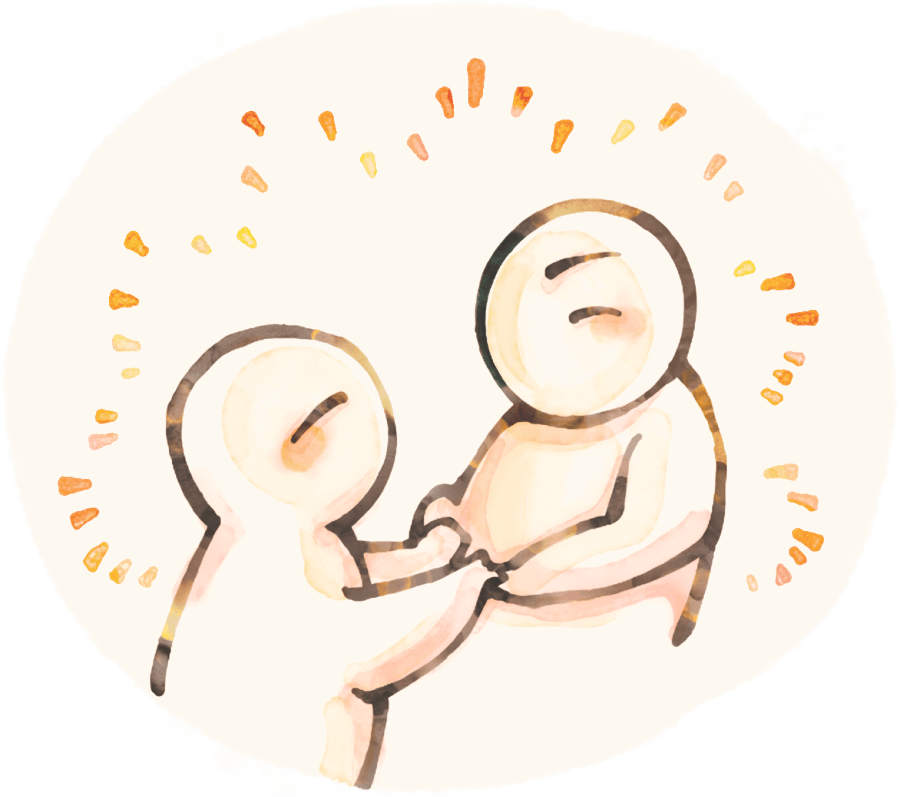 手を取り合うカウンセラーとクライアント